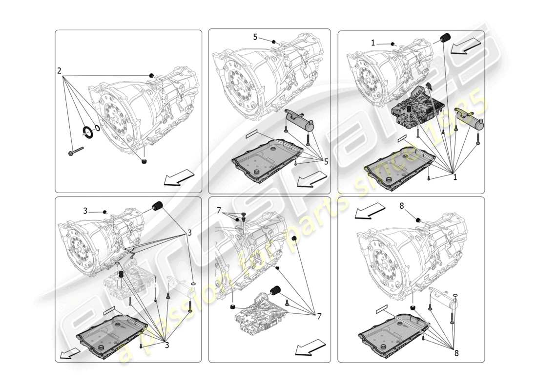 maserati grecale gt (2023) diagrama de piezas de las carcasas de la caja de cambios