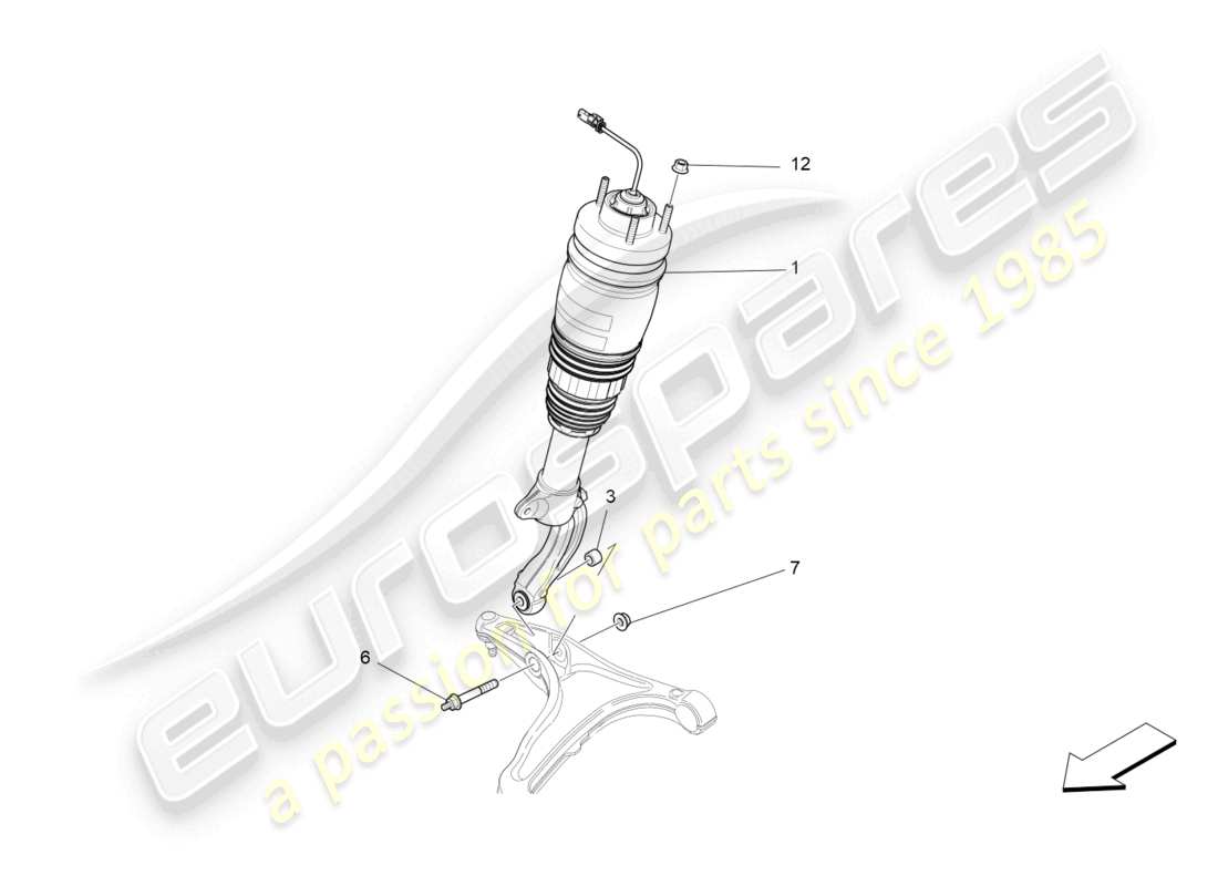 maserati levante gt (2022) dispositivos amortiguadores delanteros diagrama de piezas