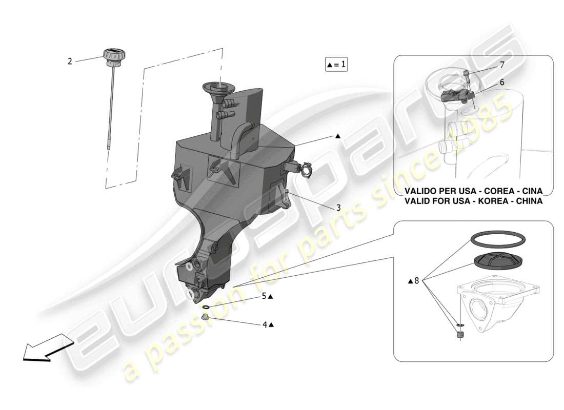 maserati mc20 (2022) sistema de lubricación: diagrama de piezas del circuito y de la colección