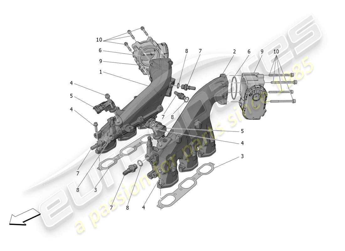 maserati mc20 (2022) intake manifold and throttle body diagrama de piezas