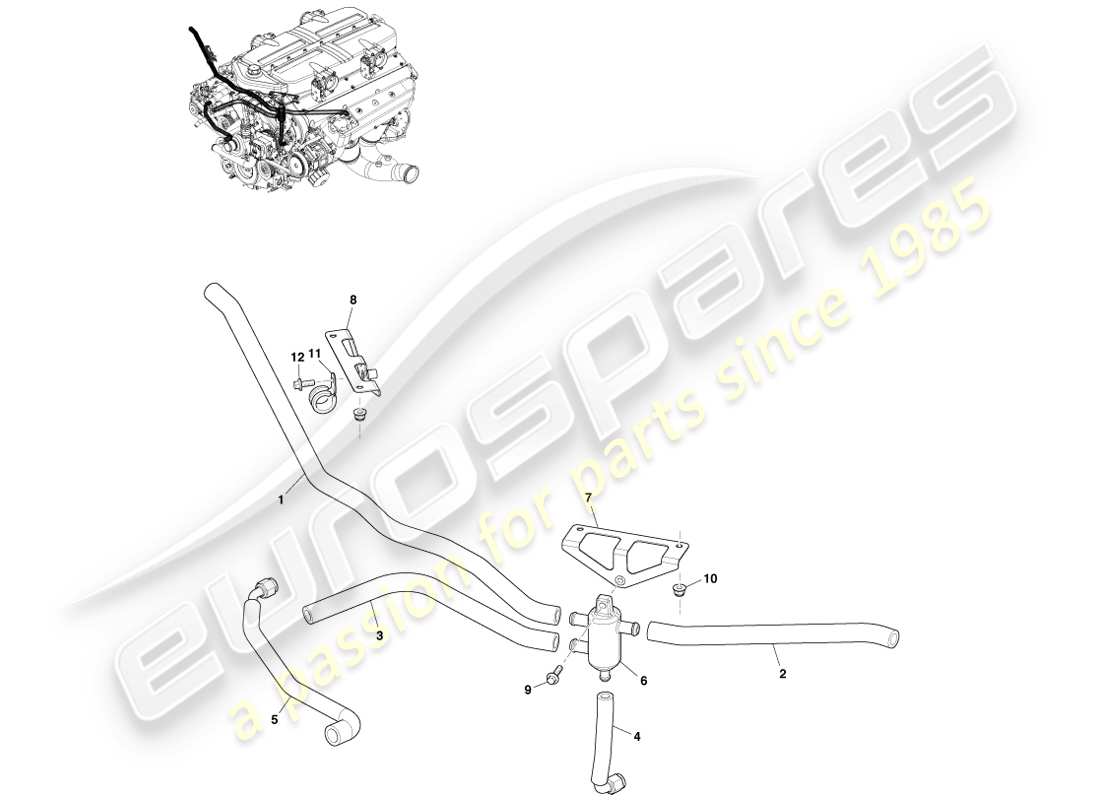aston martin one-77 (2011) diagrama de piezas del tubo de ventilación de aceite
