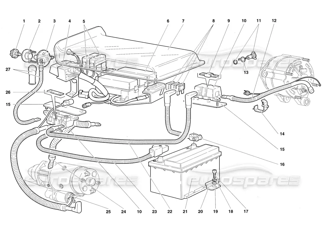 lamborghini diablo roadster (1998) sistema eléctrico diagrama de piezas