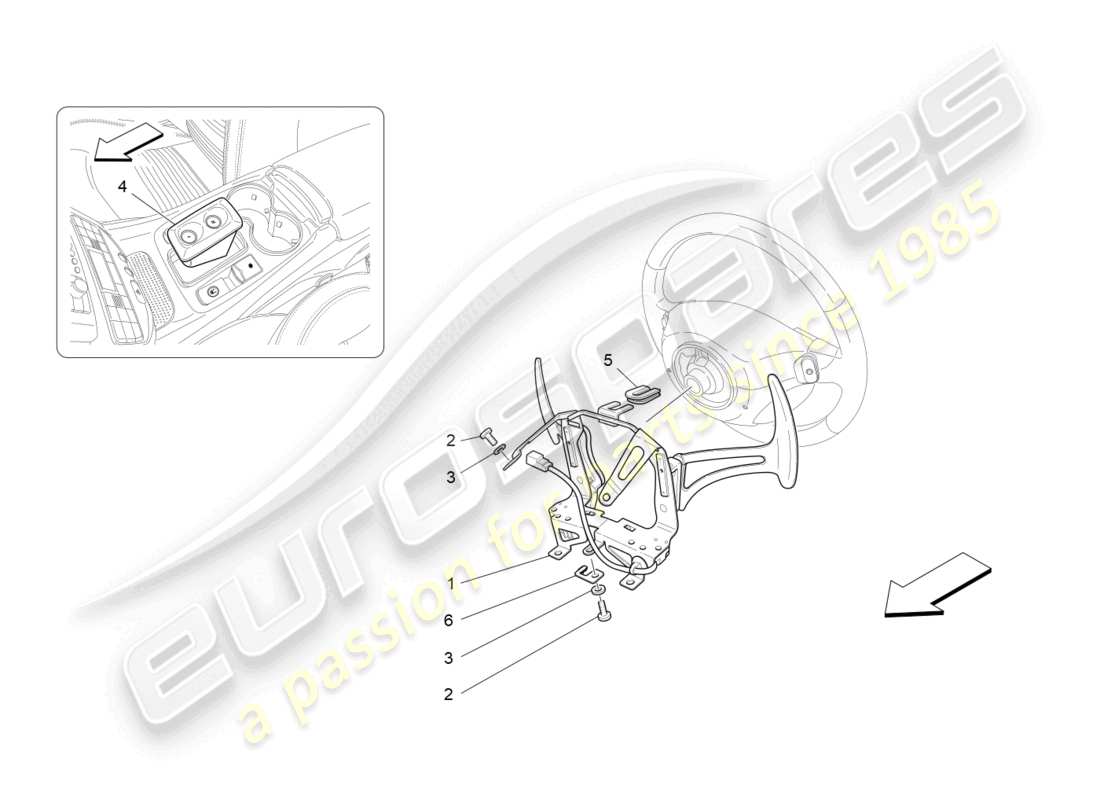 maserati granturismo mc stradale (2013) controles del conductor para el diagrama de piezas de la caja de cambios f1