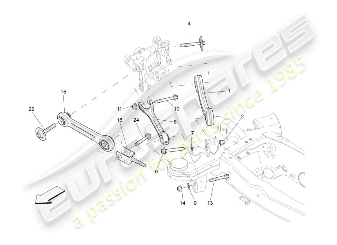 maserati ghibli (2017) diagrama de piezas de la suspensión trasera
