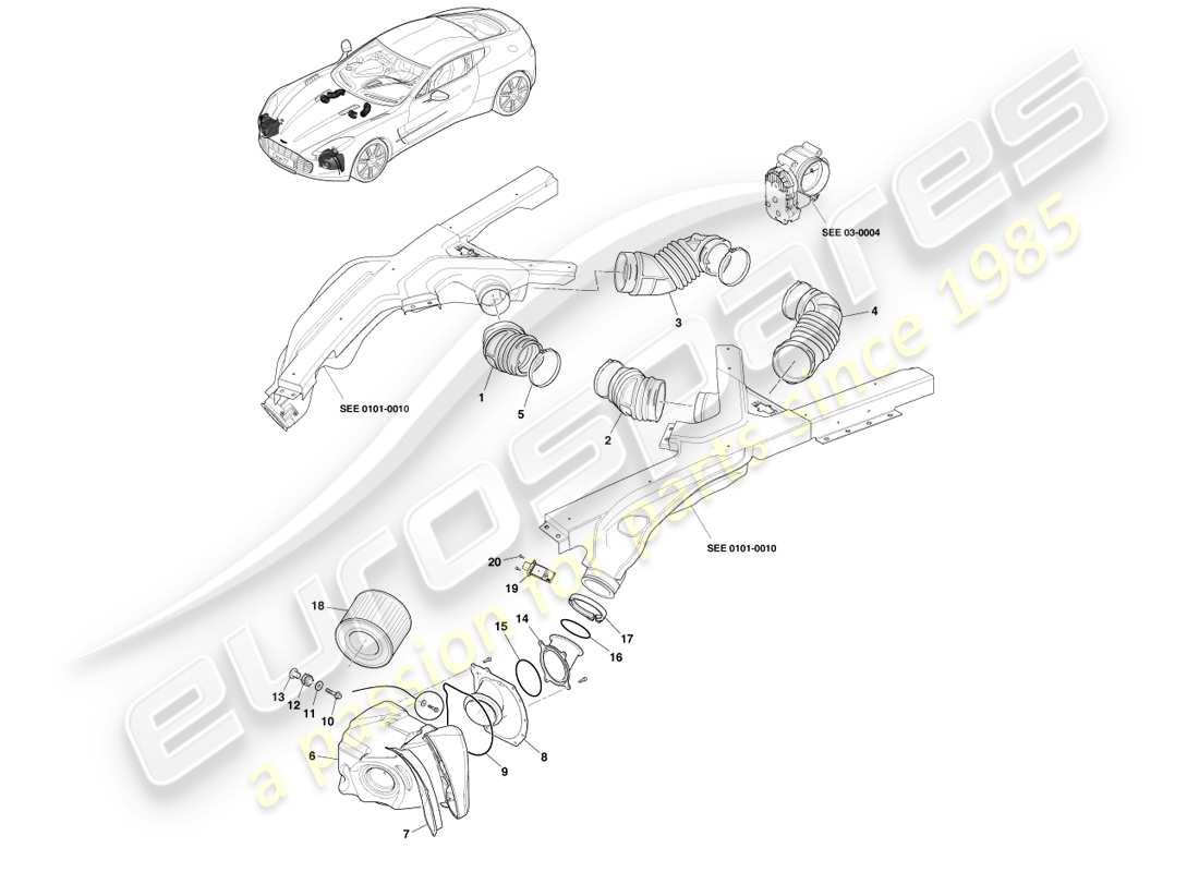 aston martin one-77 (2011) carga de aire diagrama de piezas