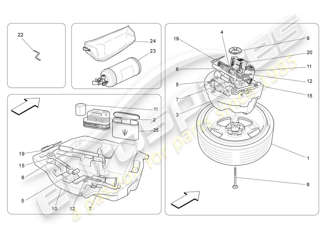 maserati ghibli (2018) diagrama de piezas estándar proporcionado