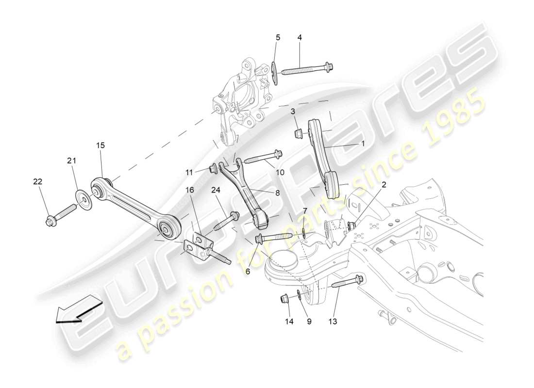 maserati ghibli (2014) diagrama de piezas de la suspensión trasera