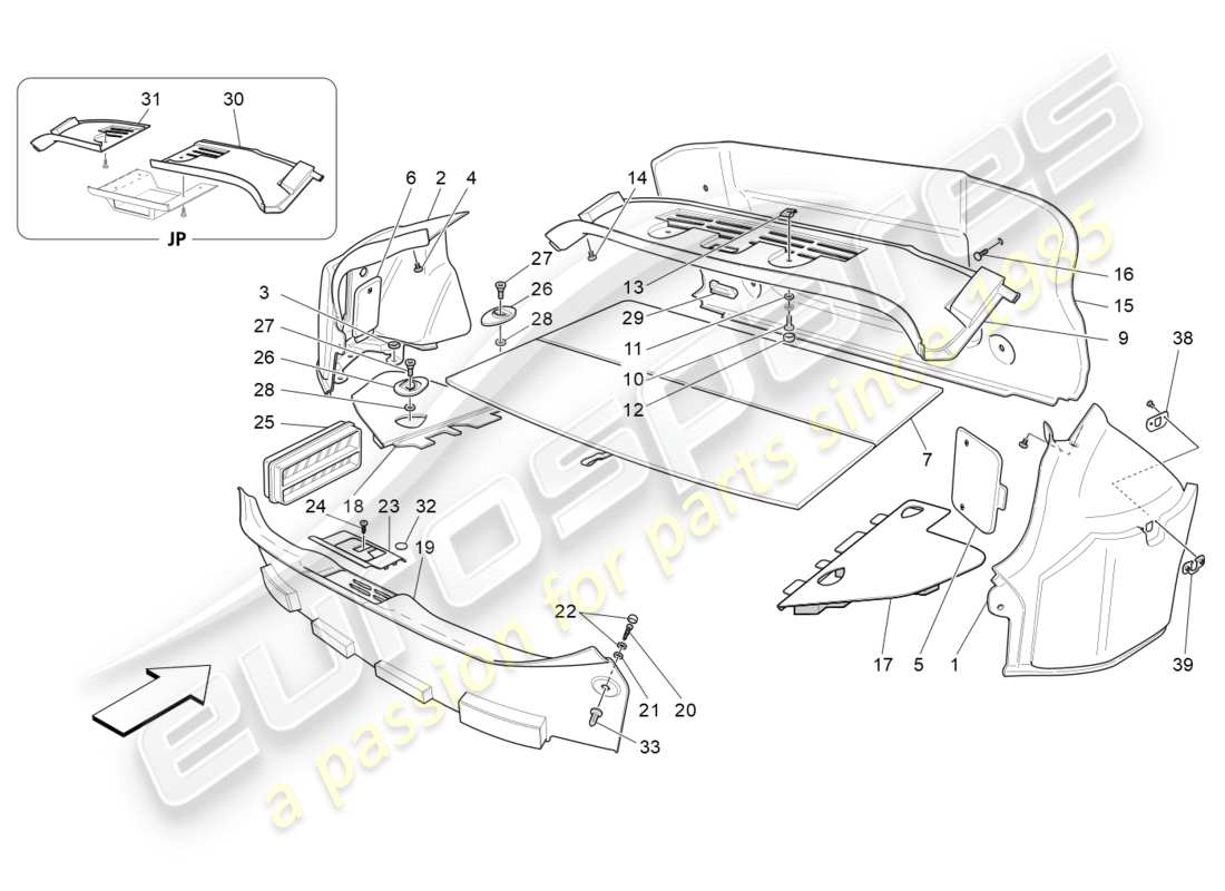 un diagrama de piezas del catálogo de piezas de MaseratiGRANTURISMO S (2016)