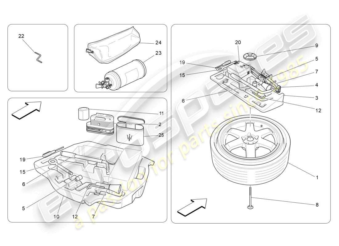 maserati ghibli (2018) diagrama de piezas estándar proporcionado