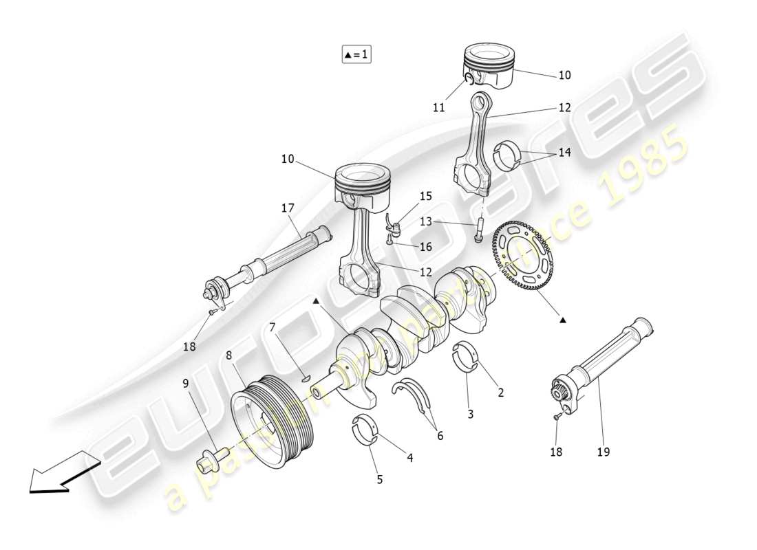 maserati levante gt (2022) mecanismo de manivela diagrama de piezas
