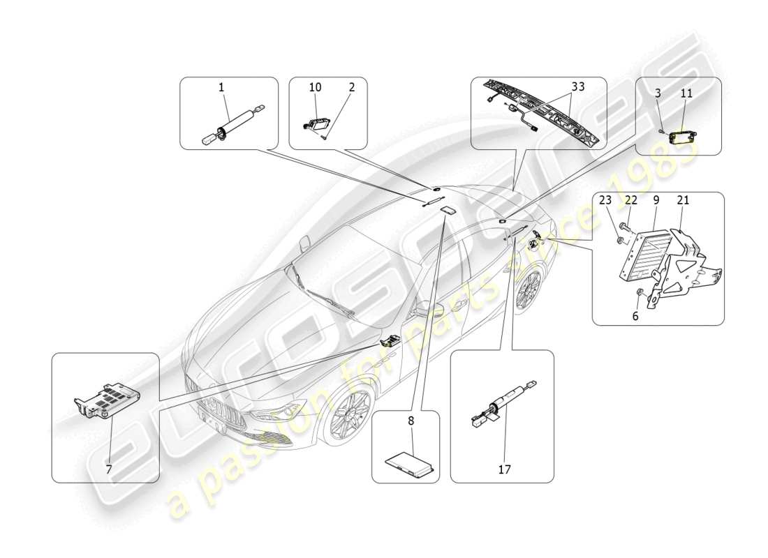 un diagrama de piezas del catálogo de piezas maserati ghibli (2014)