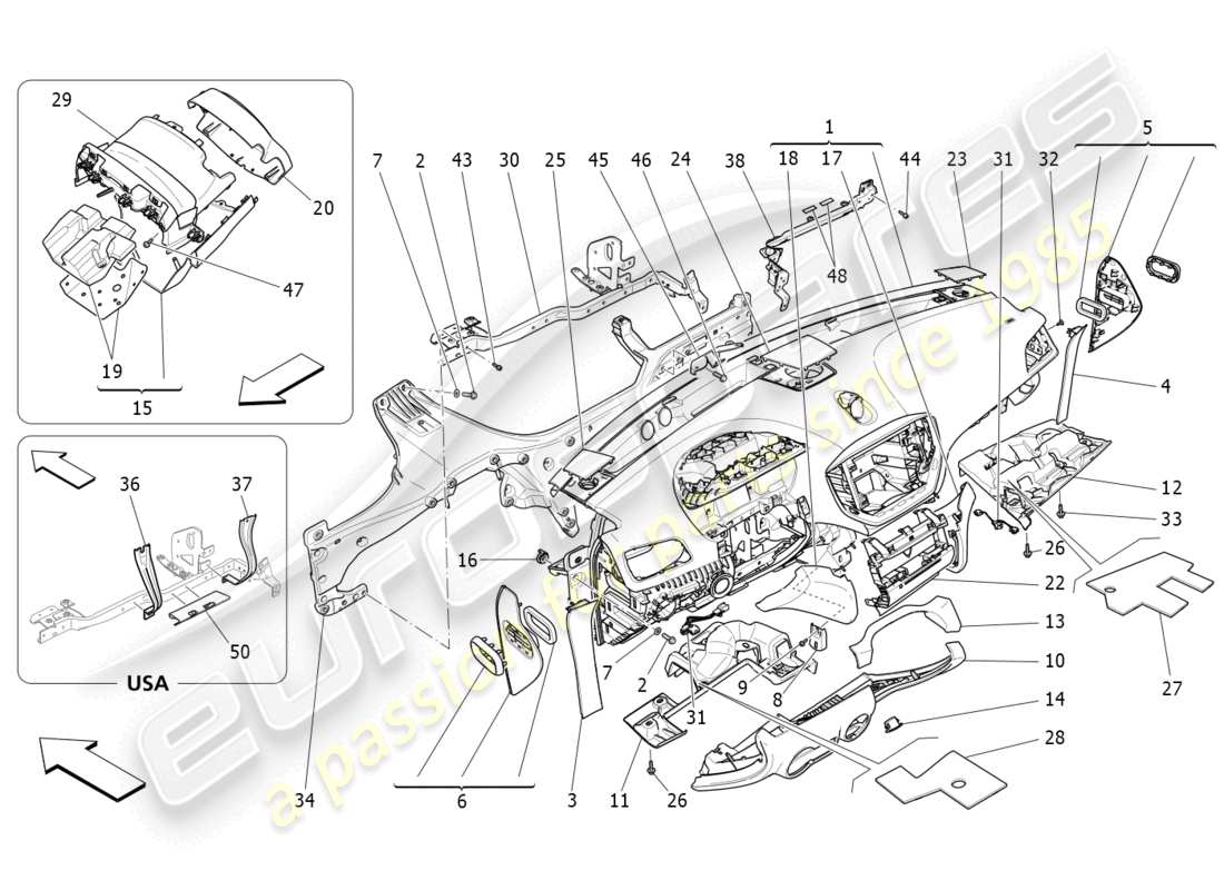 maserati ghibli (2016) unidad de tablero diagrama de piezas