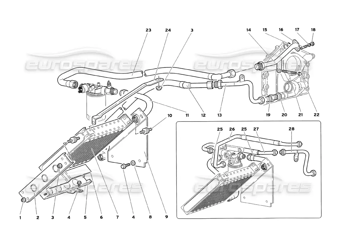 lamborghini diablo sv (1999) sistema de aceite del motor diagrama de piezas