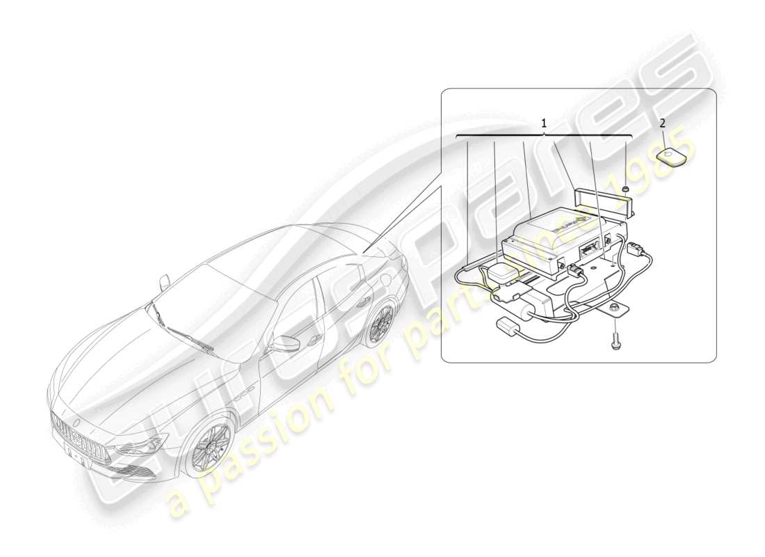 maserati ghibli (2014) diagrama de piezas del sistema de alarma e inmovilizador