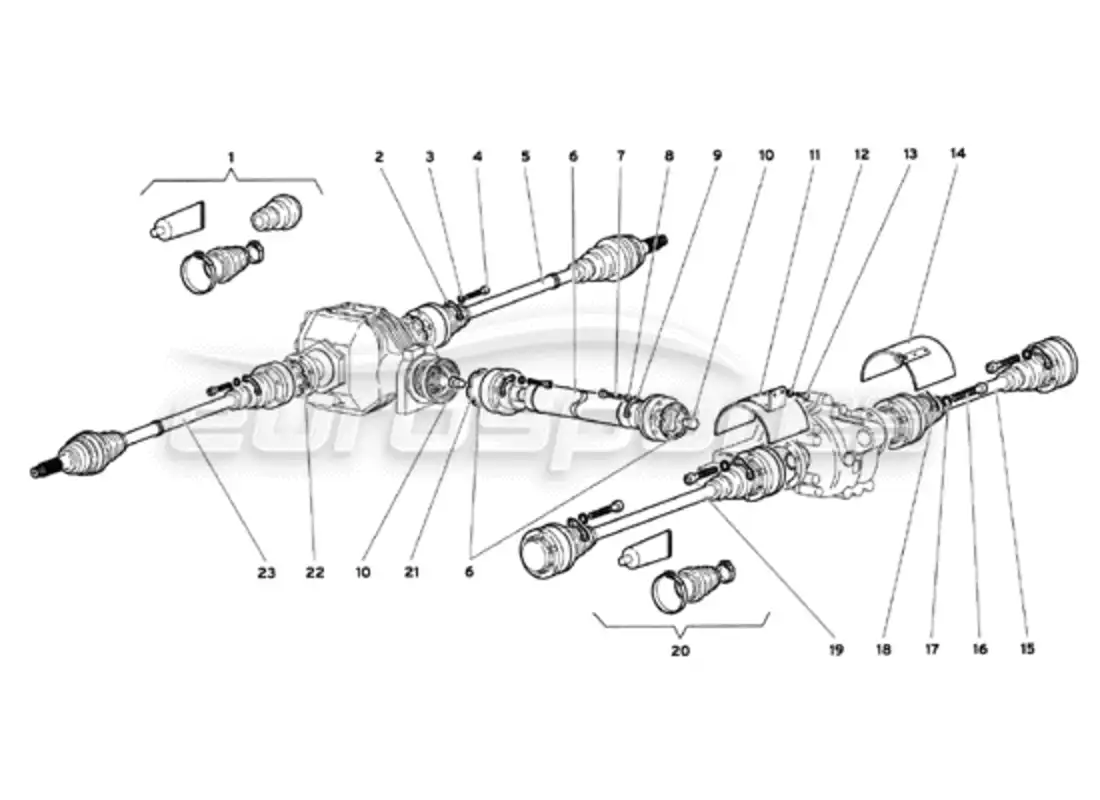 lamborghini diablo 6.0 (2001) semiejes y ejes de hélice diagrama de piezas