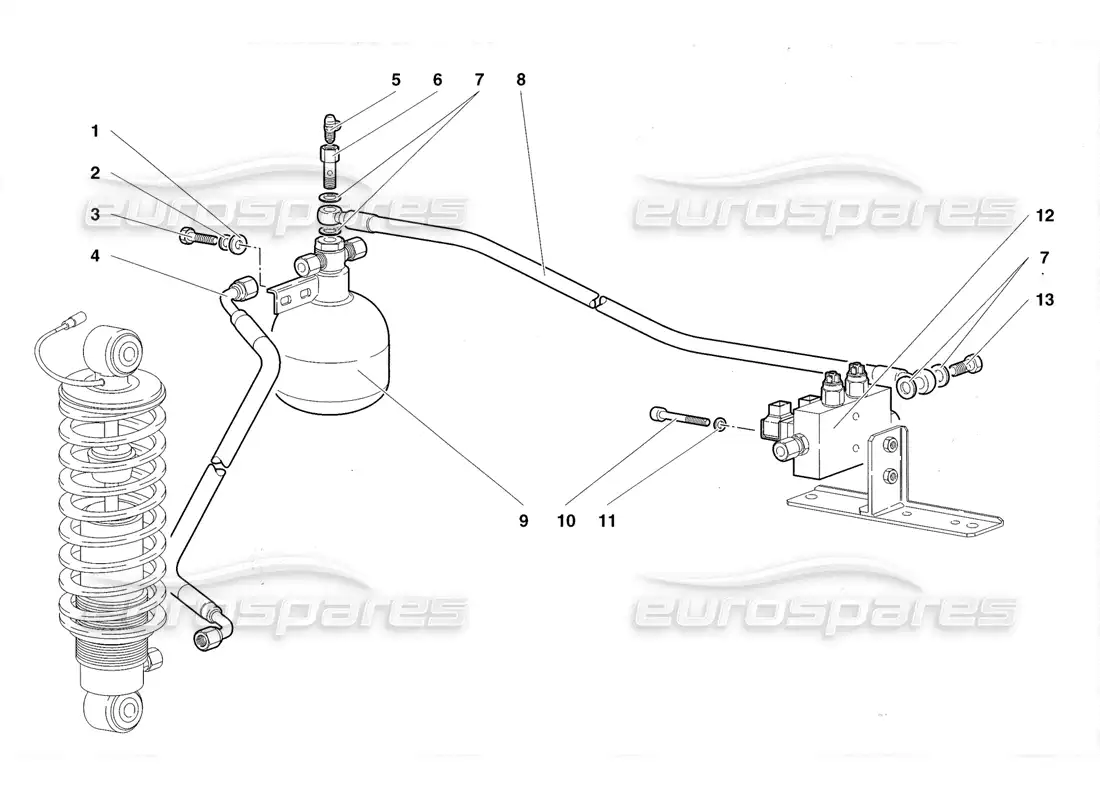 lamborghini diablo roadster (1998) sistema de elevación diagrama de piezas