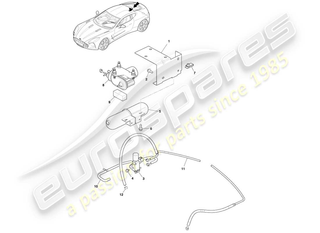 aston martin one-77 (2011) diagrama de piezas de distribución de vacío