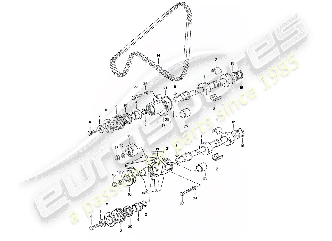 porsche 1990 (944) mecanismo de impulsión - diagrama de piezas del eje
