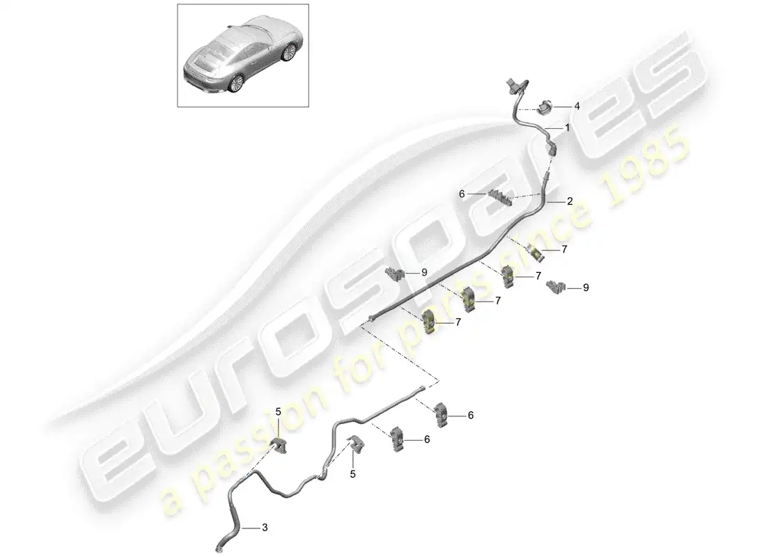 porsche 2020 (991-2) línea de vacío diagrama de piezas