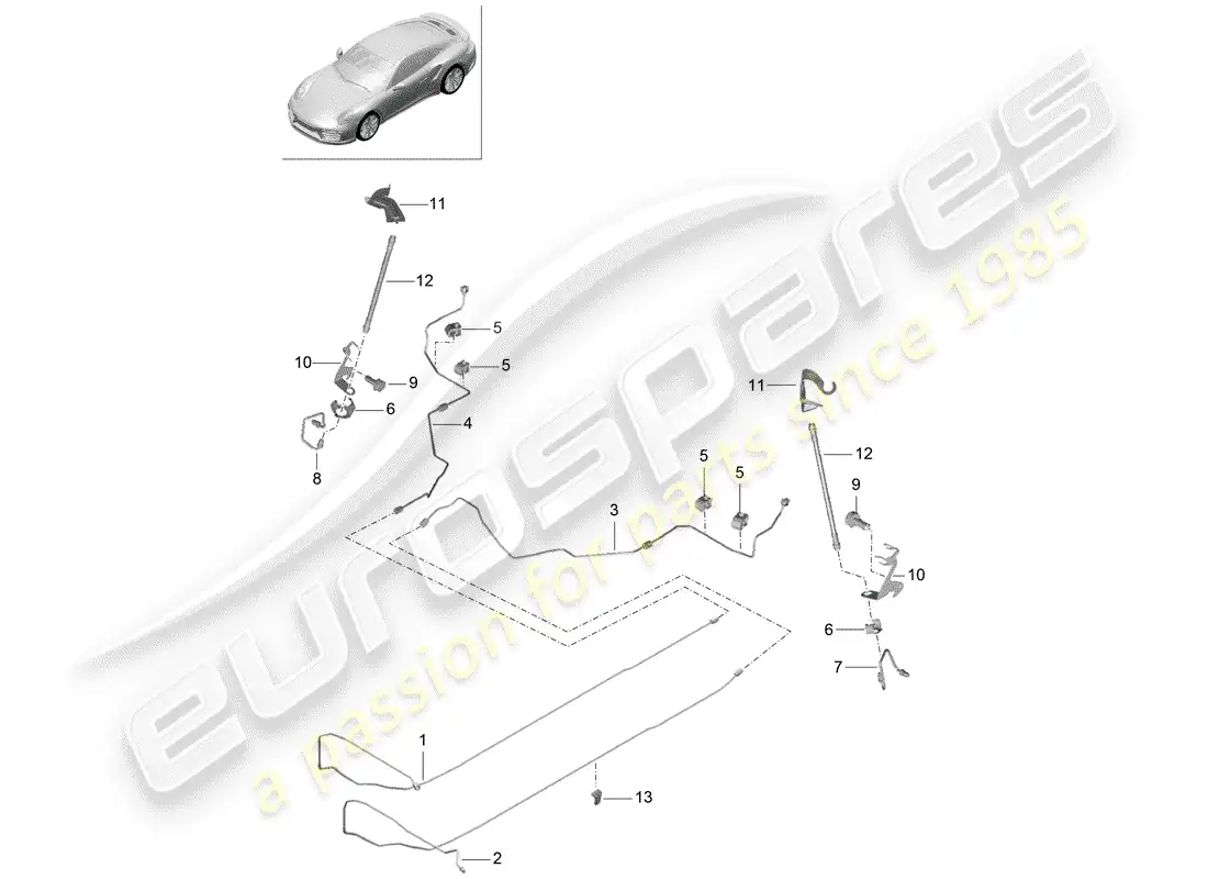 porsche 2015 (991-1 turbo) línea de freno diagrama de piezas