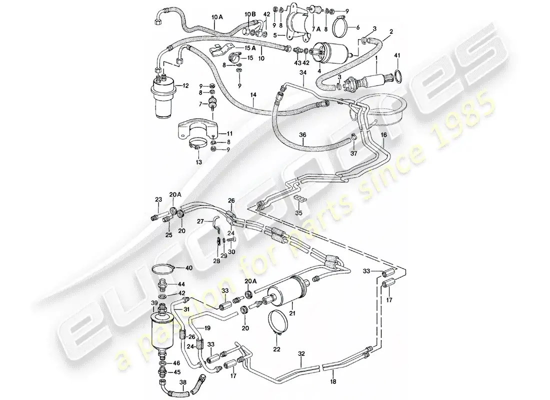 porsche 1981 (924) fuel system diagrama de piezas
