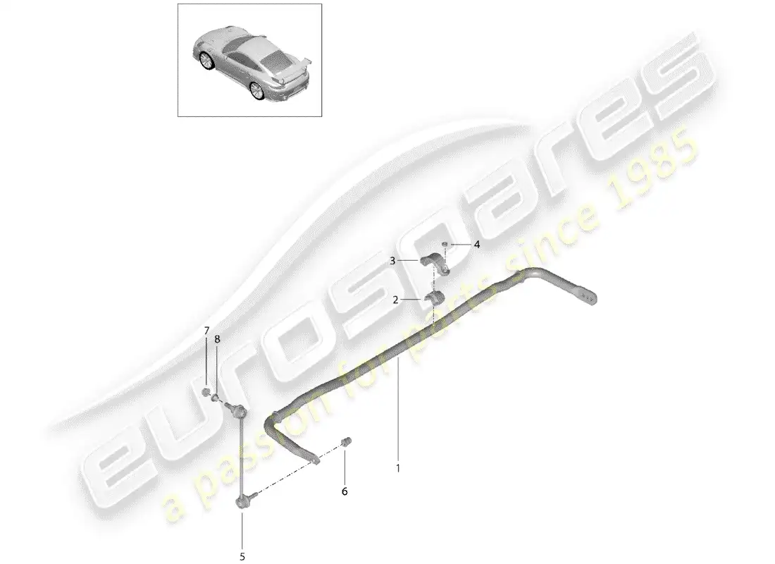 porsche 2016 (991-1 turbo) estabilizador diagrama de piezas
