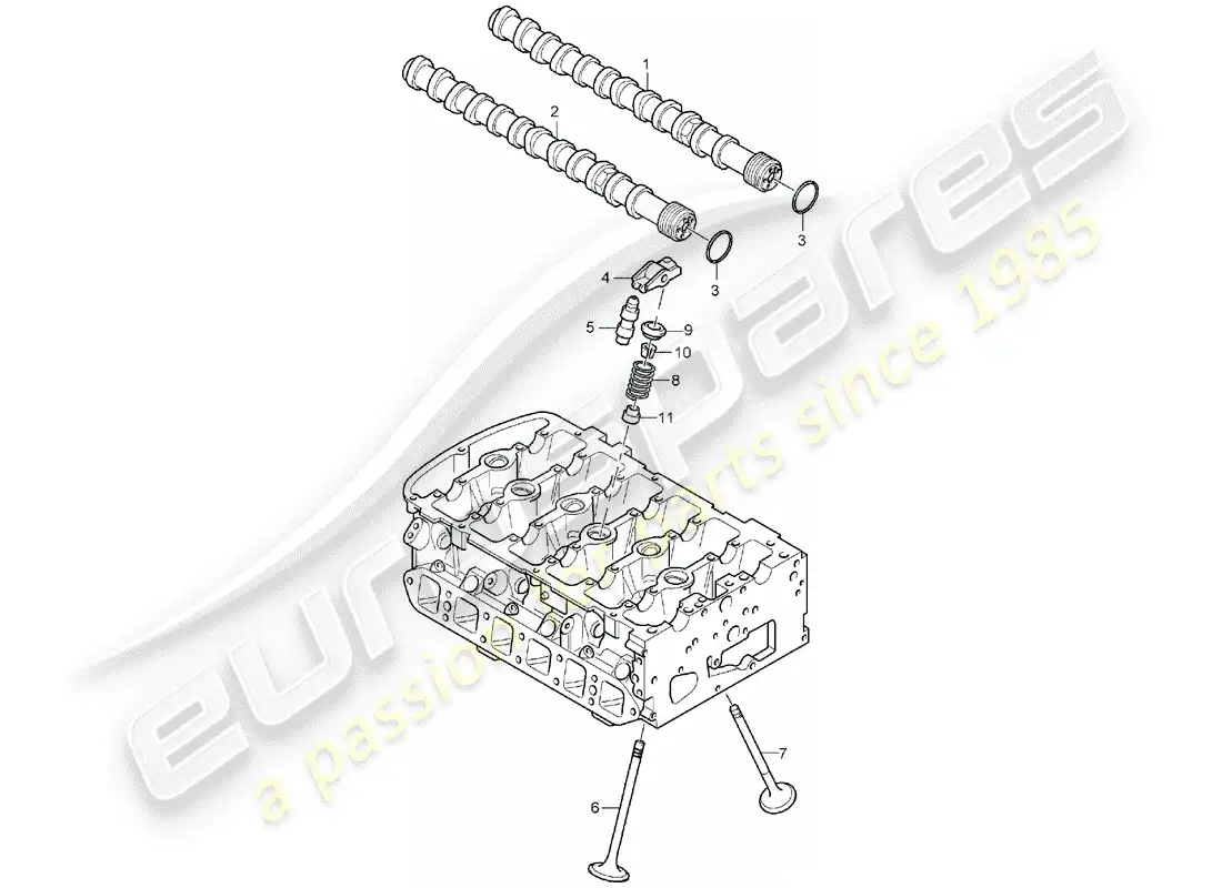 porsche 2005 (cayenne e1 9pa) árbol de levas diagrama de piezas