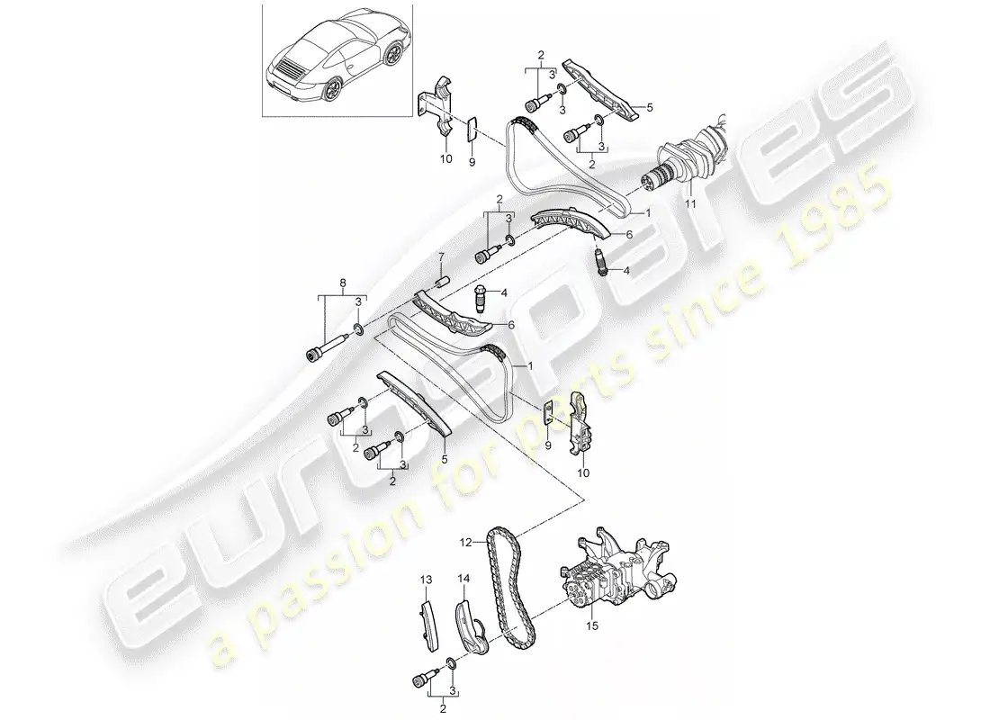 porsche 2009 (997-2) control de válvula diagrama de piezas