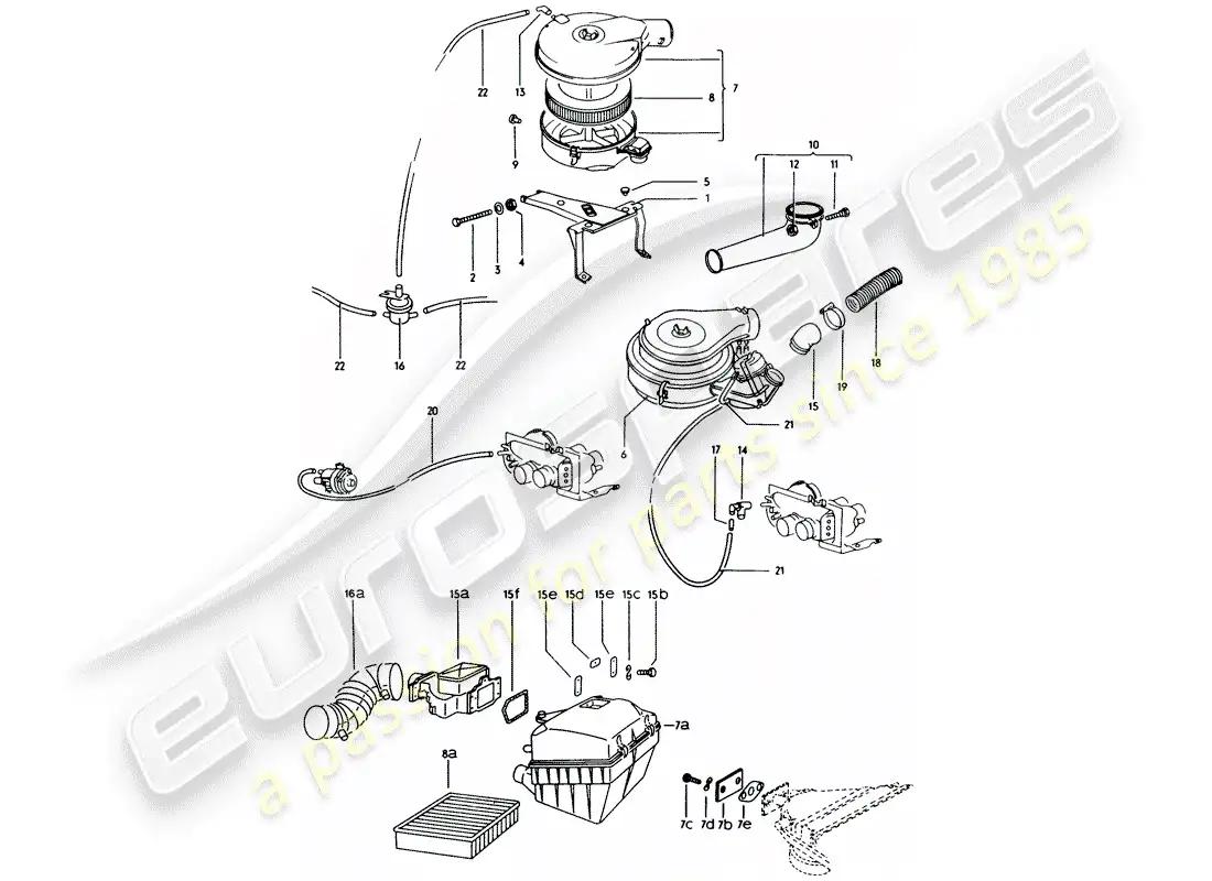 porsche 1975 (914) diagrama de piezas del limpiador de aire