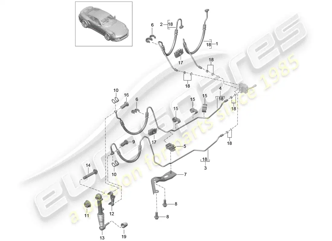 porsche 2016 (991-1 turbo) línea hidráulica diagrama de piezas