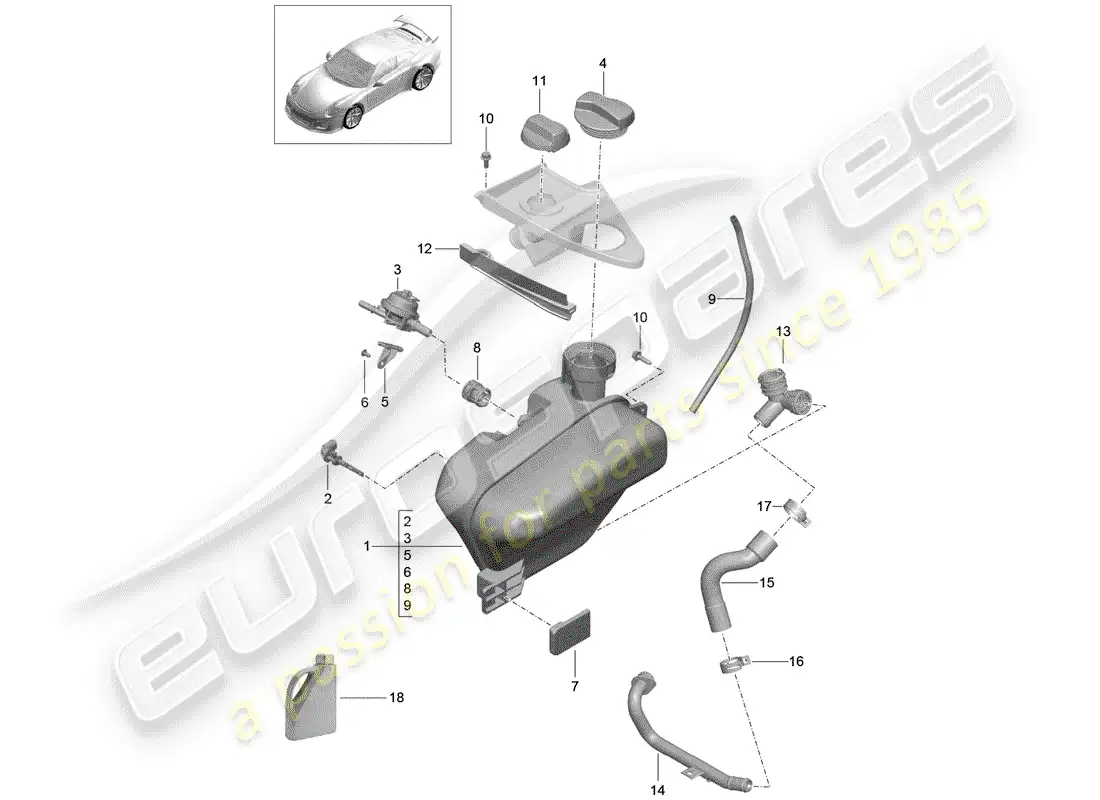 porsche 2016 (991-1 r/gt3/rs) water cooling diagrama de piezas