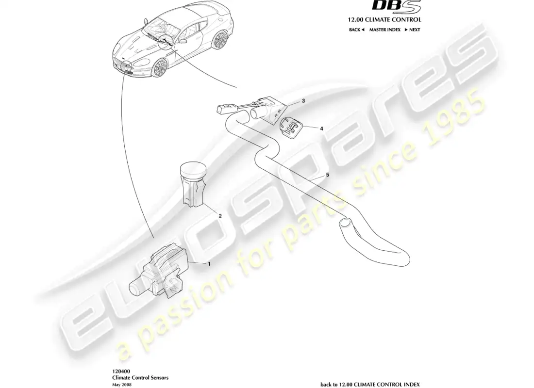aston martin dbs (2014) sensores diagrama de piezas