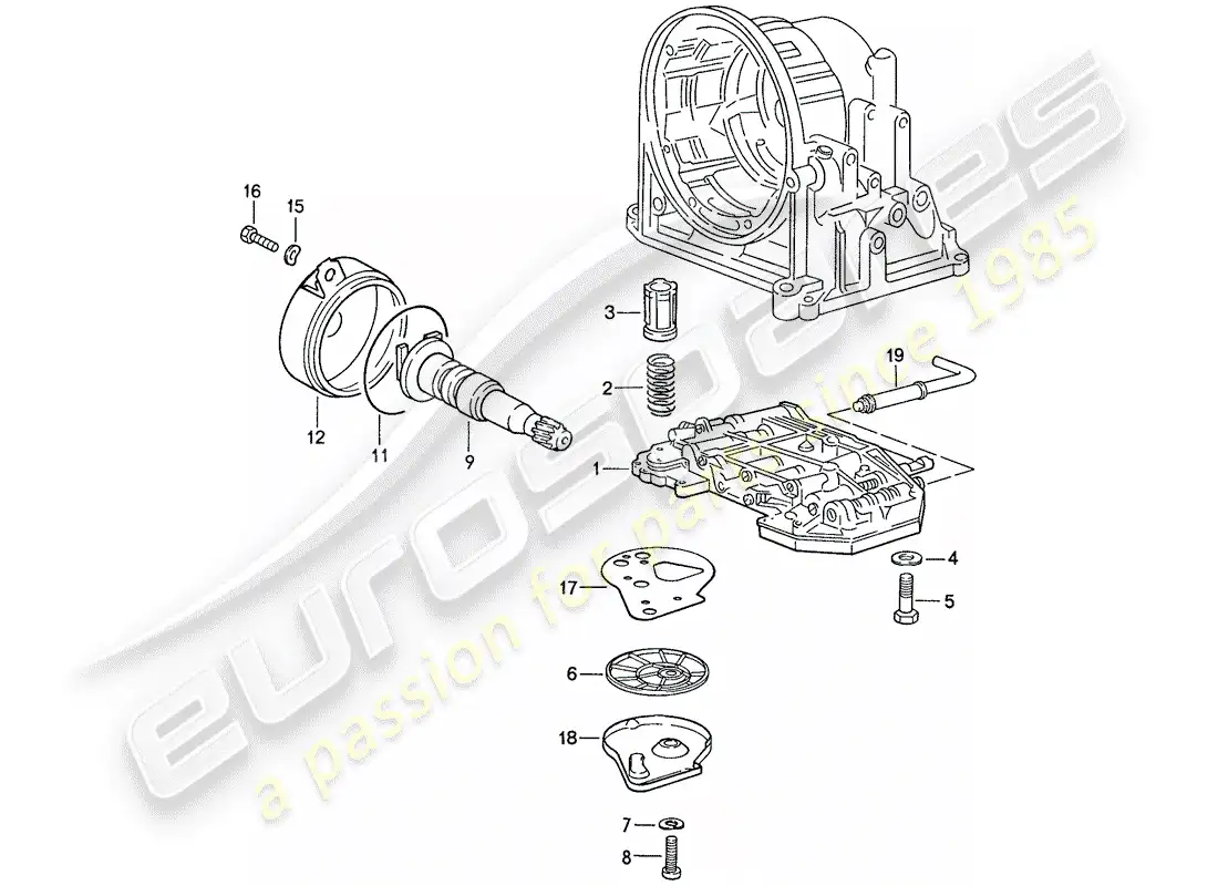 porsche 1990 (944) cuerpo de válvula - colador de aceite - gobernador - para - transmisión automática - d >> - mj 1989 diagrama de piezas