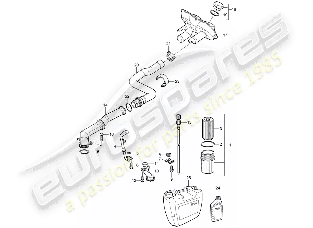 porsche 2007 (987 boxster) lubricación del motor diagrama de piezas