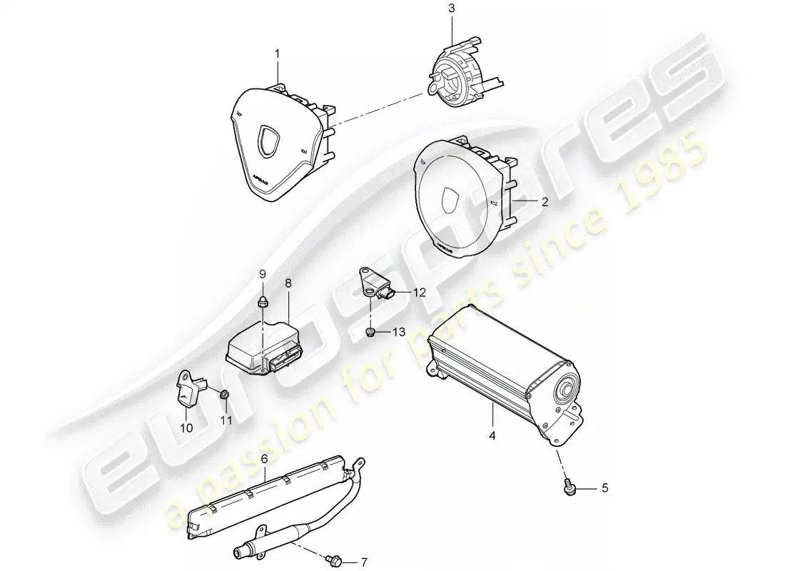 porsche 2005 (987 boxster) bolsa de aire diagrama de piezas