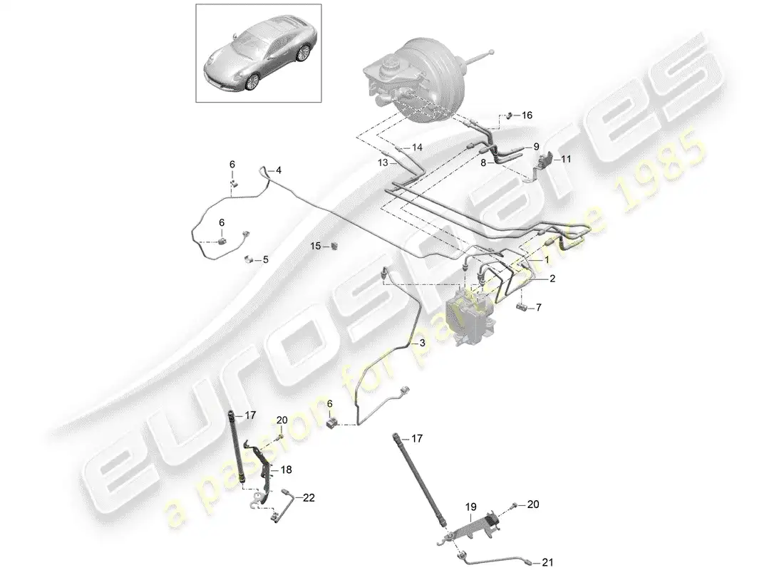 porsche 2020 (991-2) línea de freno diagrama de piezas