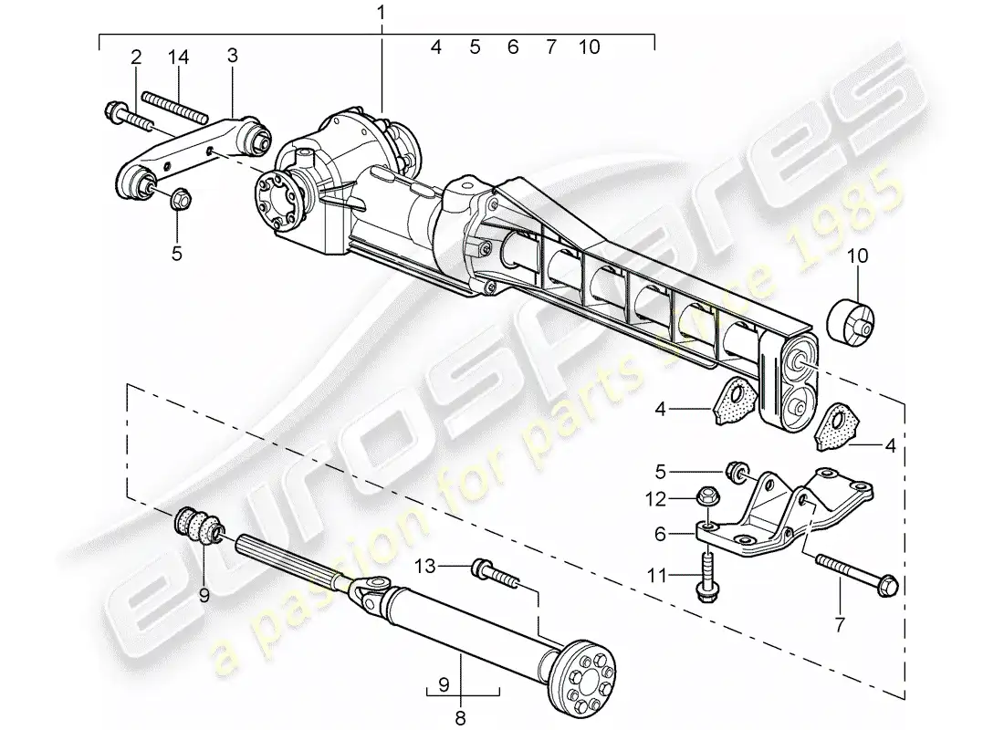 porsche 2009 997-2 turbo / gt2 diferencial del eje delantero diagrama de piezas