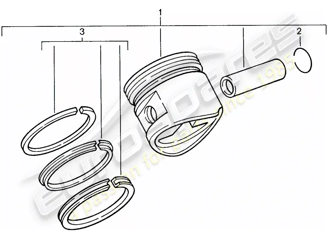 porsche 1990 (944) pistón - anillos de pistón diagrama de piezas