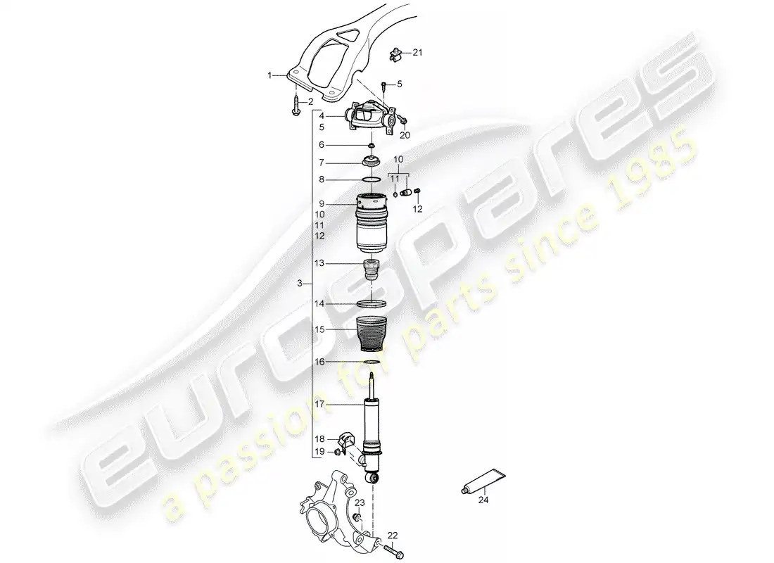 porsche 2004 (cayenne e1 9pa) amortiguador diagrama de piezas