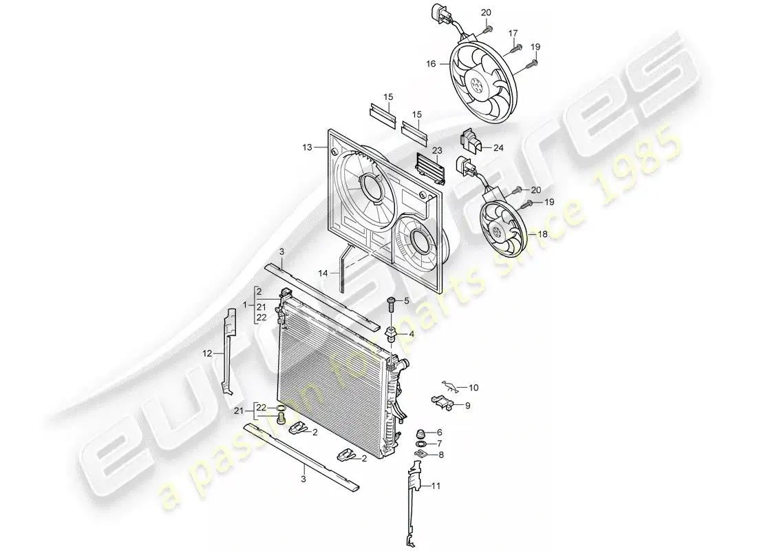 porsche 2004 (cayenne e1 9pa) water cooling diagrama de piezas