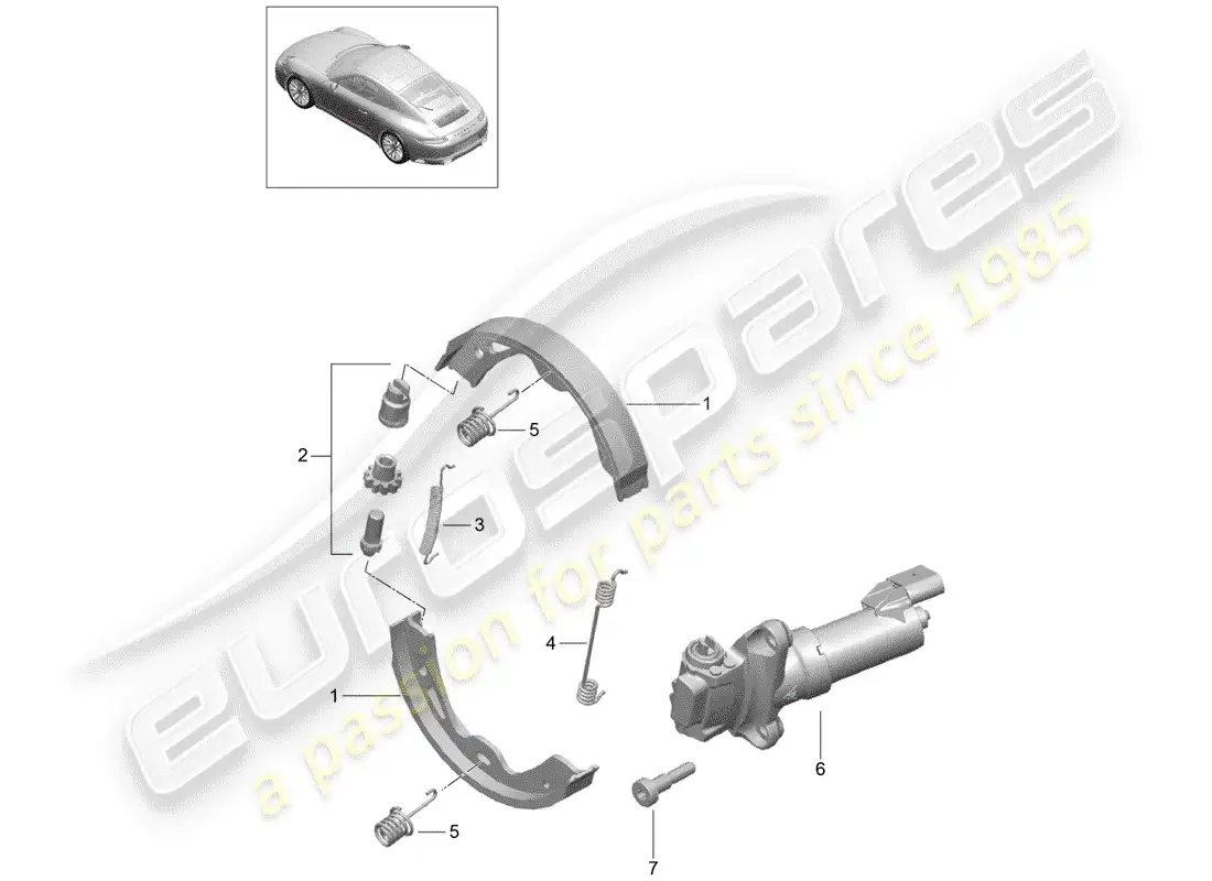 porsche 2019 (991-2) parking brake diagrama de piezas
