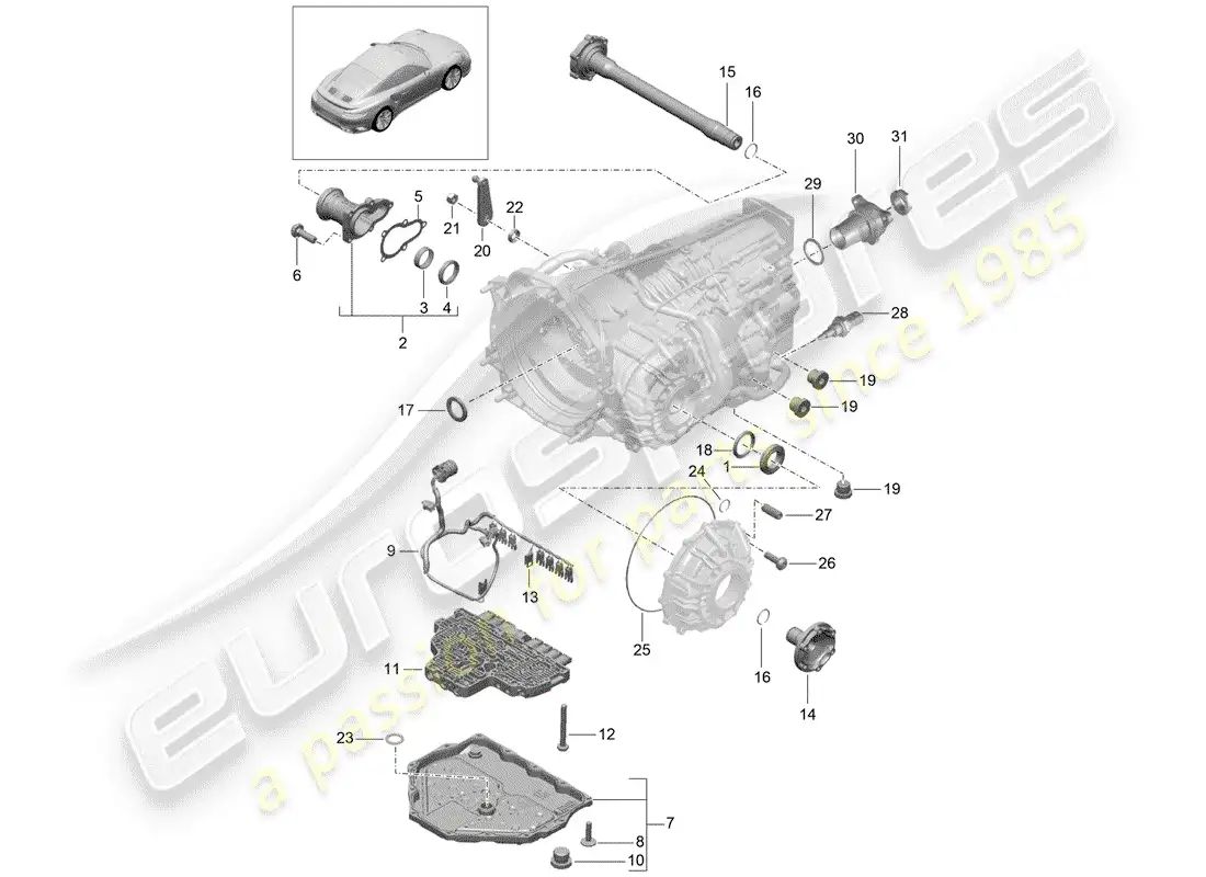 porsche 2016 (991-1 turbo) - pdk - diagrama de piezas