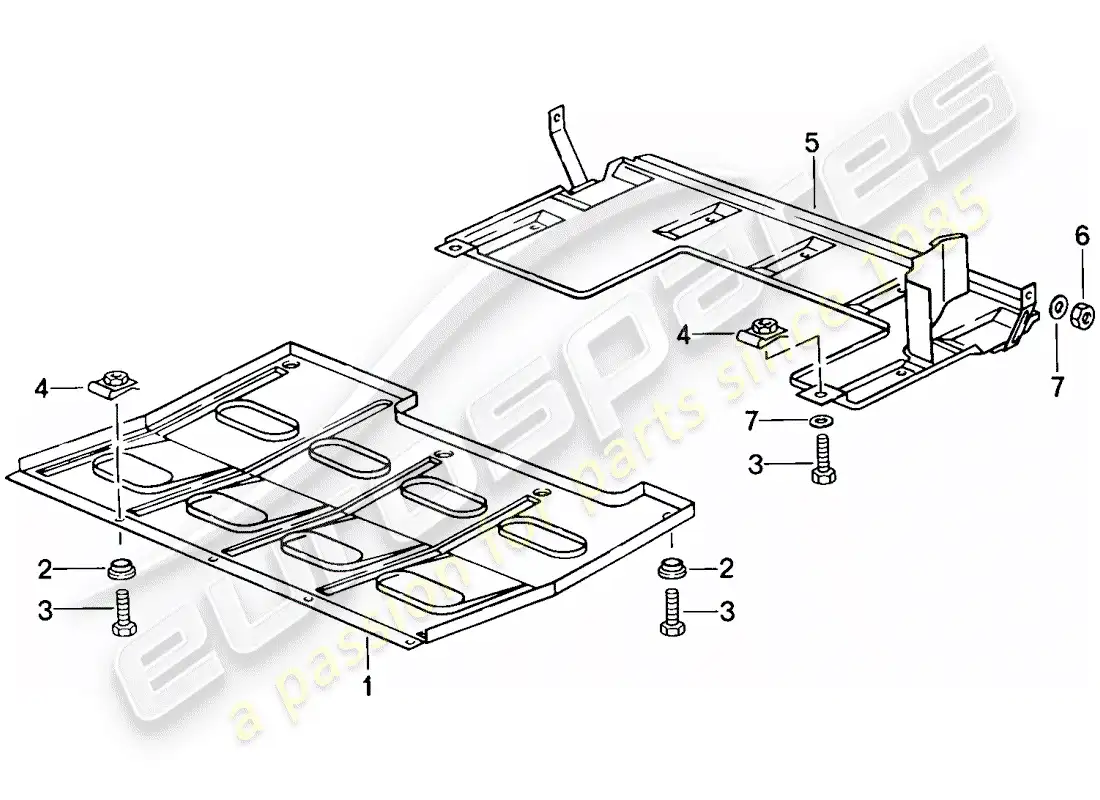 porsche 1986 (944) protección inferior diagrama de piezas