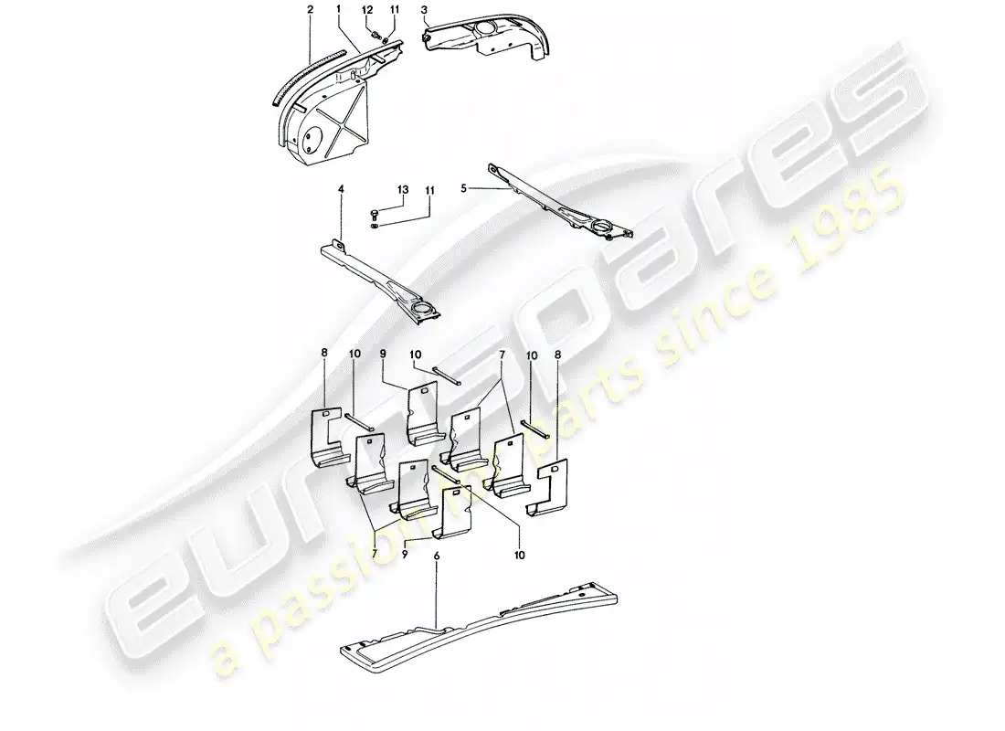 porsche 1976 (914) cubierta del motor - conducto de aire diagrama de piezas
