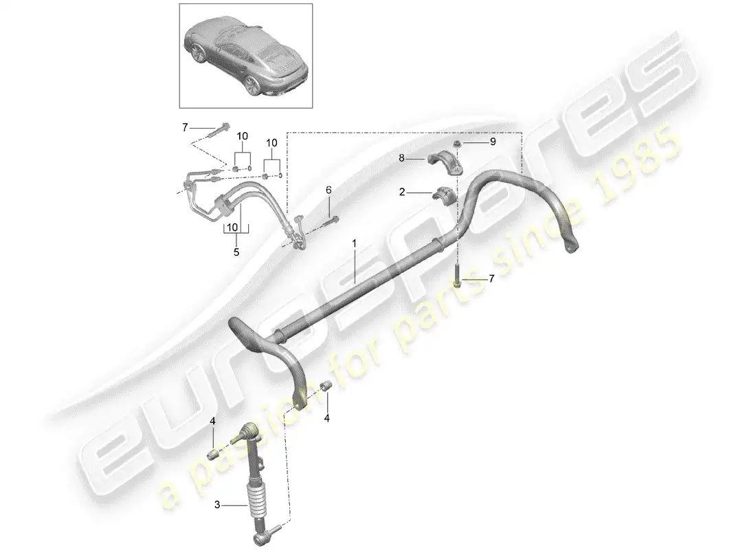 porsche 2015 (991-1 turbo) estabilizador diagrama de piezas