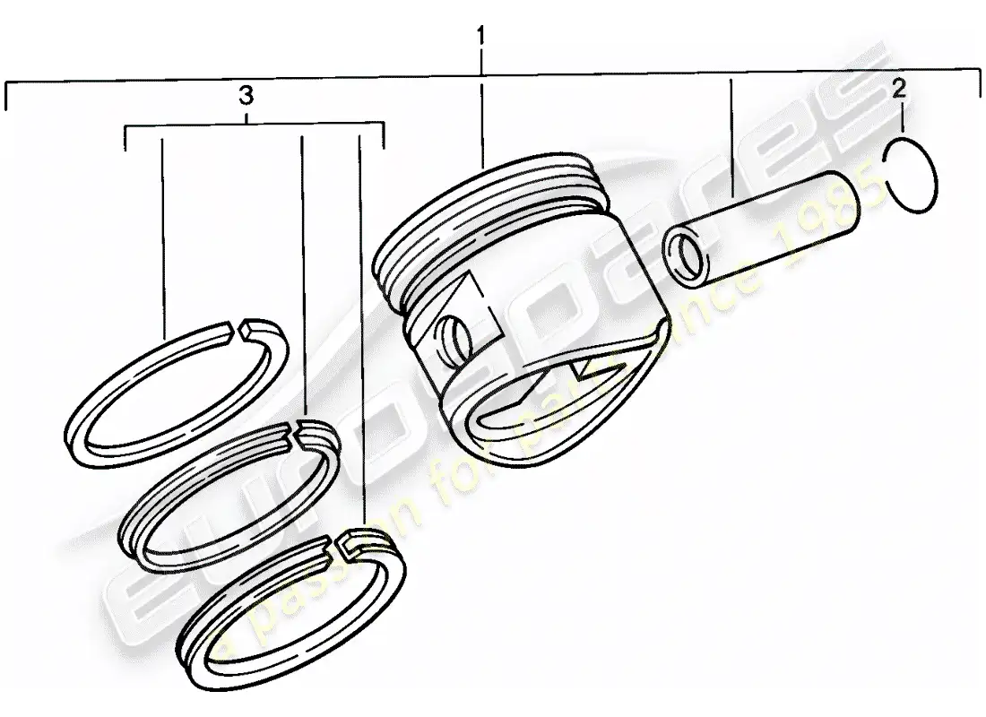 porsche 1986 (944) pistón - aros de pistón diagrama de piezas
