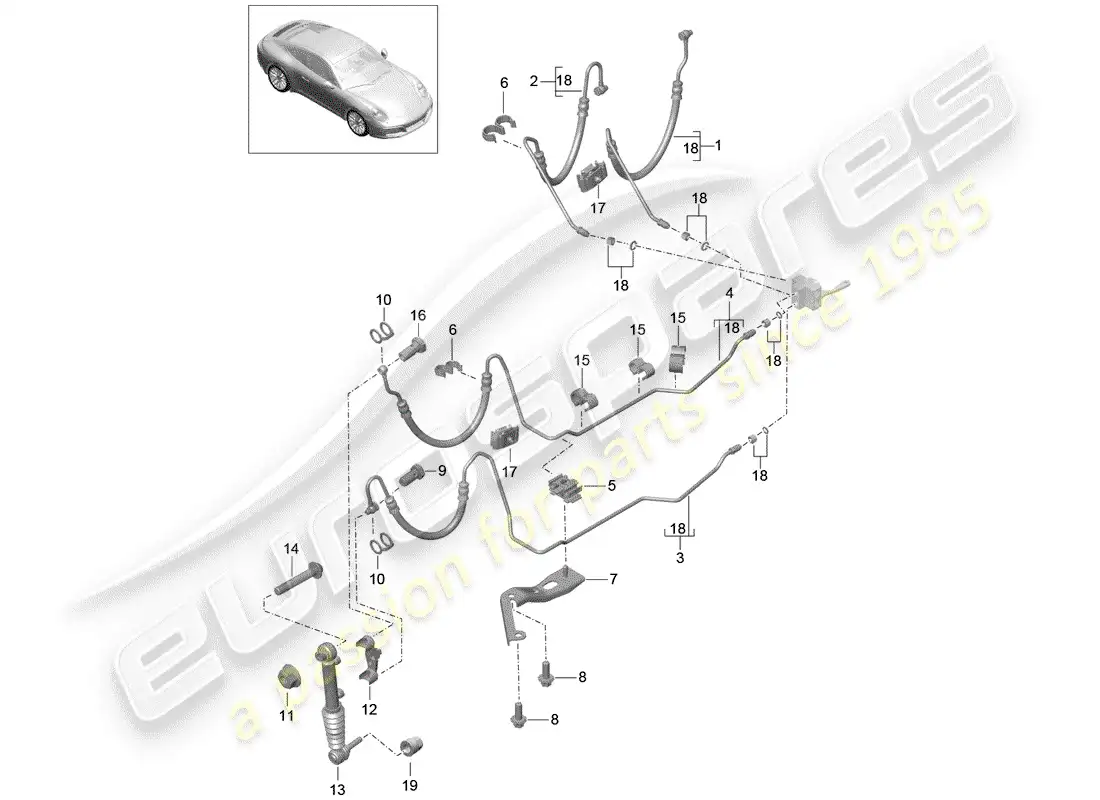 porsche 2019 (991-2) línea hidráulica diagrama de piezas