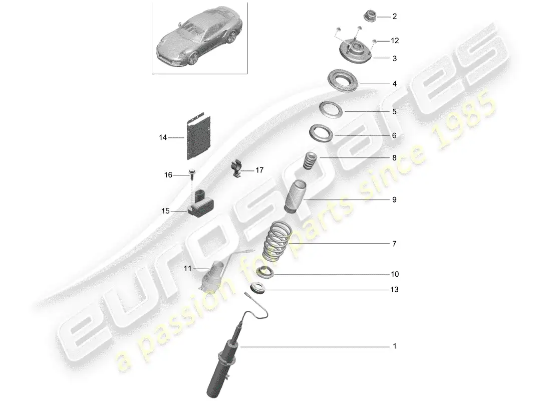 porsche 2015 (991-1 turbo) suspensión diagrama de piezas