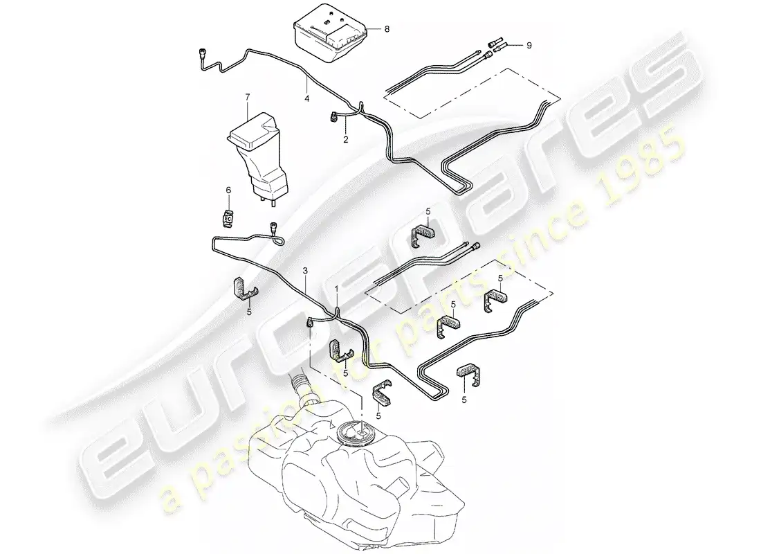 porsche 2007 (997-1) fuel system diagrama de piezas