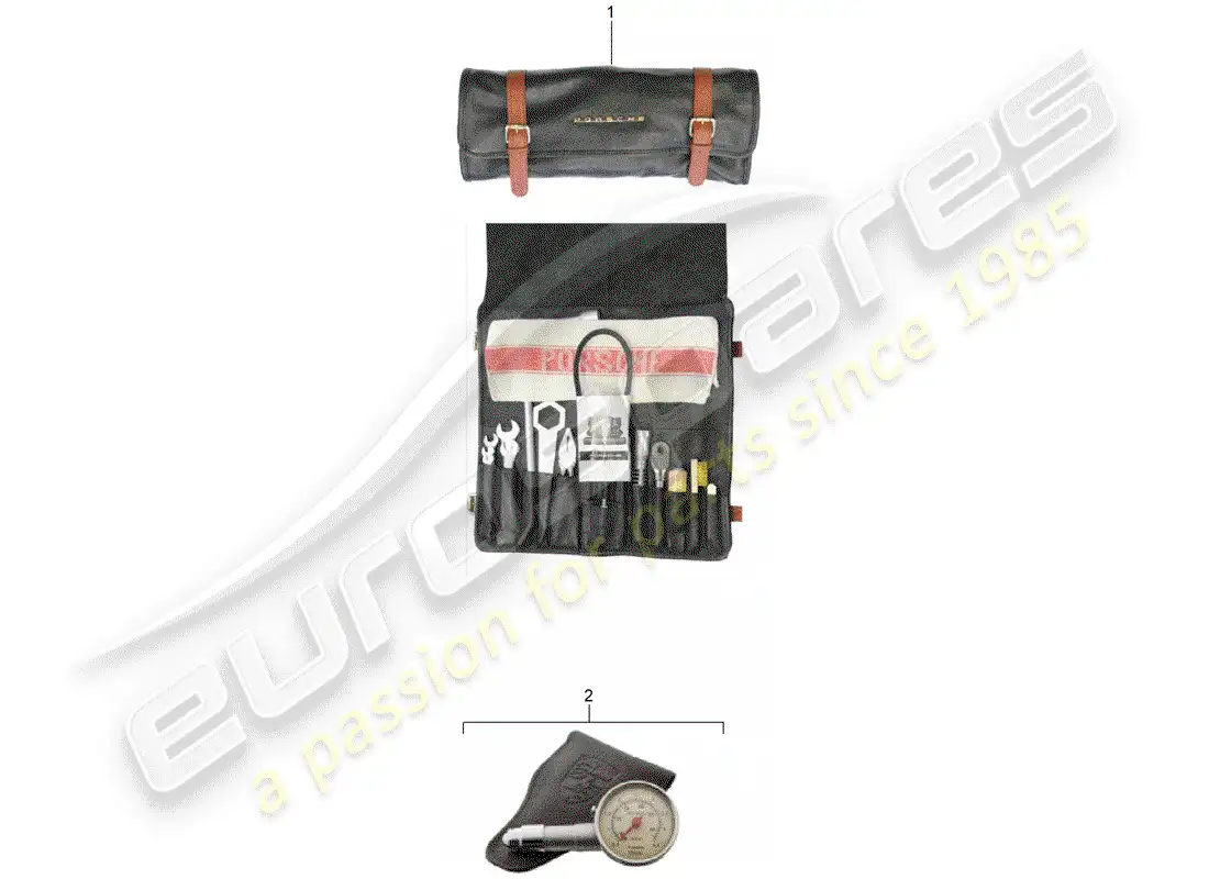 porsche 1968 (accessories) bolsa de herramientas diagrama de piezas
